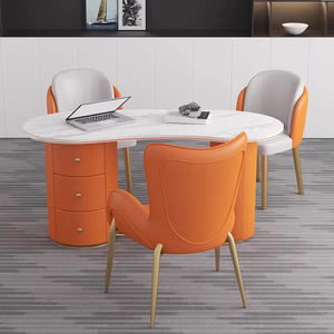 Escritorio de <span class=keywords><strong>ordenador</strong></span> de oficina en casa minimalista, <span class=keywords><strong>Mesa</strong></span> Ejecutiva de salón de belleza moderna, <span class=keywords><strong>mesa</strong></span> de oficina con tapa de losa de roca - Product Image 3