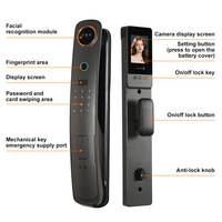 Cerradura de Puerta con Reconocimiento Facial 3D, Wifi Tuya, Tarjeta IC, Cámara de Seguridad, Videollamada, Huella Digital, Totalmente Automática e Inteligente