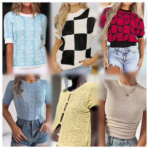 Ropa De Mujer De estilo moderno Top De punto De rayón De alta calidad Ropa usada Ropa De Mujer, Top De punto De entrega aleatoria Ukay - Product Image 5
