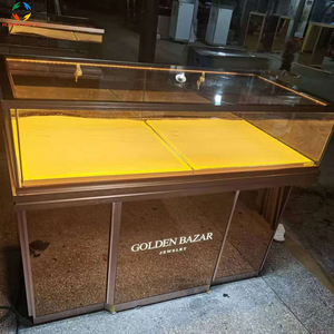 Armoire à bijoux en aluminium, métal et verre miroir scintillant avec porte coulissante Armoire de présentation scintillante Vitrine - Product Image 6