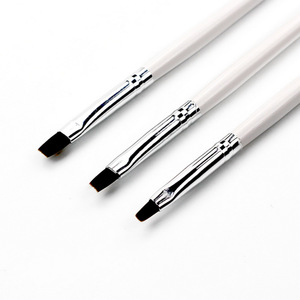 Lot de 3 pinceaux à ongles en acrylique, plats, pour la peinture au gel, avec manche doré, pour l'application de gel UV coloré - Product Image 5