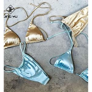 Maillots de bain tendance en satin pour femmes, deux pièces, vente chaude 2024, personnalisation, tissu écologique, recyclé, durable - Product Image 3