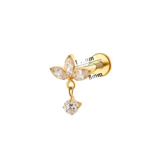 Titanium Plated Zircon Chain <b>Earrings</b> With <b>Studs</b> For Ear Piercing Jewelry Party Fashion Accessories - Product Image 5