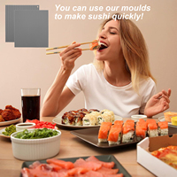 Tapis de sushi coussinets double face en silicone de qualité alimentaire sans BPA paquets de couleurs personnalisées tapis de sushi japonais en silicone