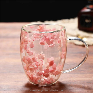 Taza <span class=keywords><strong>de</strong></span> Vidrio <span class=keywords><strong>de</strong></span> Doble Pared Resistente al Calor con <span class=keywords><strong>Flor</strong></span> Seca, Nuevo Modelo al por Mayor - Product Image 6