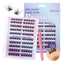 Kit d'extension de cils auto-adhésifs pré-collés DIY, 100 grappes, volume naturel, courbure D, sans colle, réutilisable