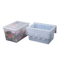 Caisses en plastique transparentes empilables et emboîtables avec couvercle attaché, conteneurs en PP pour la logistique, caisses de déménagement en plastique