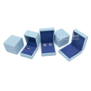 Juego de Cajas de Almacenamiento de Joyería de Terciopelo Azul, Suministro de Fábrica, Varios Tamaños para Todo Tipo de Joyería, Logotipo Personalizado, Venta al Por Mayor para Boutiques - Product Image 1