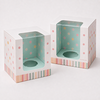 Boîte à cupcake individuelle personnalisée avec fenêtre transparente et insert en carton pour pâtisserie, donuts, biscuits, desserts, emballage pour mariage ou fête
