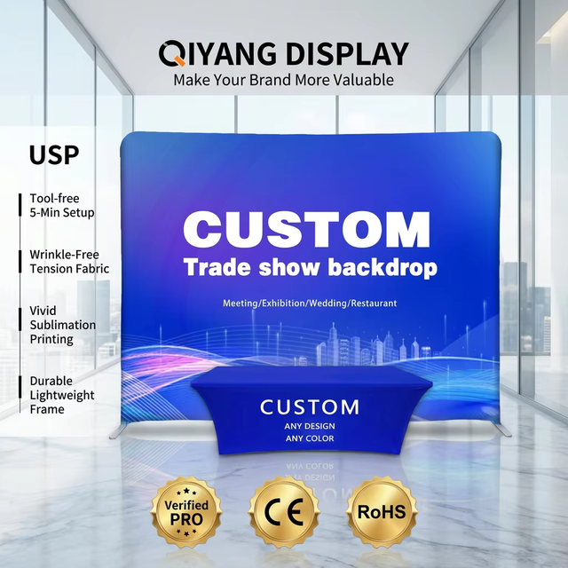 8ft 10ft 20ft Black Backdrop Trade Show Backdrop Banner Custom Portable Pop up Backdrop Stand Exhibit Advertising Display Wall