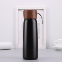 Hadiah Bisnis Botol Flask Vakum Stainless Steel Dinding Ganda 500ml Tutup Bambu, Esensial untuk Kembali ke Sekolah dan Perjalanan