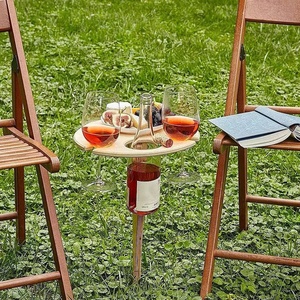 Meja anggur lipat kayu multifungsi, desain klasik portabel meja piknik pantai untuk rumput pasir diukir furnitur luar ruangan - Product Image 6