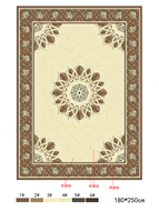 Tapis persans modernes en laine et soie imprimés en 3D, faits à la main, motif floral noir, adaptés aux animaux domestiques, lavables, antidérapants, à poils ras, carrés de taille moyenne