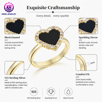 Bague Cœur en Pierre Précieuse Kirin, Pierre de Naissance, Plaqué Or 18 carats, Anti-ternissement, Argent 925, Bijoux Émaillés OEM ODM