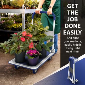 New Heavy Duty Foldable Push <strong>Cart</strong> Dolly 330 Lbs Capacity Collapsible Hand Truck Swivel Wheels <strong>Flat</strong> <strong>Bed</strong> Moving - Product Image 6