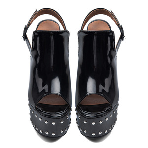 Sandalias de plataforma gruesa talla grande 47 para mujer con remaches metálicos, tacones altos y gruesos, correa con hebillas traseras, zapatos de punta abierta y ajuste ancho - Product Image 3
