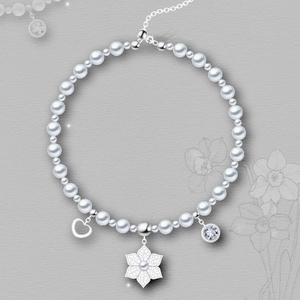[Hong Kong International Jewellery Show ]Ethereal Spring-Inspired Narcissus Themed Statement <b>Bracelet</b> with Swarovski Pearls - Product Image 3
