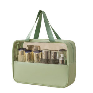 Sac de rangement pour cosmétiques en PVC transparent avec fermeture éclair, grand sac fourre-tout, organisateur de maquillage transparent, sac personnalisé privé, <span class=keywords><strong>voyage</strong></span> - Product Image 1