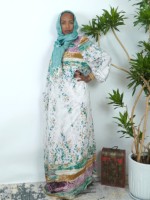 Abaya en mousseline respirante à imprimé floral pour femmes, robe musulmane ample à manches longues, tenue islamique maxi, logo personnalisé accepté