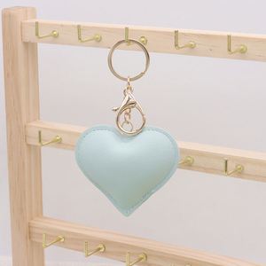 Heart-Shaped Pendant Small Accessory Small Gift for Best Friend Wholesale Candy-Colored Heart <b>Leather</b> <b>Keychain</b> Key Chain - Product Image 2
