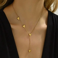 Collar de Acero Inoxidable con Colgante de Corazón Chapado en Oro para Mujer, con Certificación CE, Cadena en Forma de Y