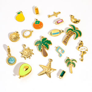 Plage d'été dorée |   Pendentifs en acier inoxydable plaqué or 18 carats PVD pour la fabrication de bijoux DIY |   Charmes en forme d'étoile de mer, de palmier et de <span class=keywords><strong>scarabée</strong></span> arc-en-ciel - Product Image 2