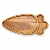 Plateau en bois d'acacia et carotte pour service de table, plateau de rangement écologique pour cuisine