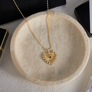 ERESI sıcak 18k altın kaplama paslanmaz çelik kadın bikinisi takı yeni VINTAGE kalp şekli zirkon kolye tıknaz kolye - Product Image 4