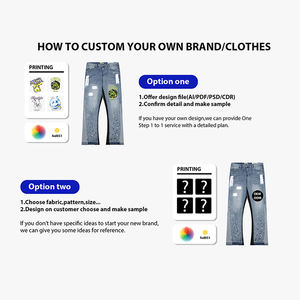 Jeans de Hombre al por Mayor, Diseño Personalizado, Estampado de Huesos, Pierna Ancha, Corte Recto, Transpirables, Lavados a la Piedra, Ajuste Holgado para Invierno - Product Image 4