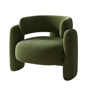 Fauteuil individuel de luxe moderne en velours durable avec repose-pieds, design confortable pour chambre, salon, hôtel, fauteuil d'appoint de loisirs - Product Image 1
