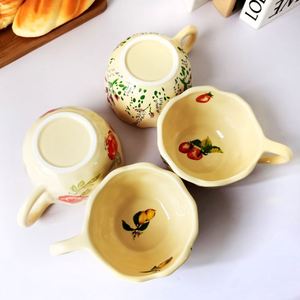 Tazas de Café de Cerámica con Diseño Floral Creativo, Nuevas y en Oferta, con Logotipo Personalizado, Tazas de Porcelana Coreanas con Estampado Floral, Tazas de Leche con Diseño de Cerezas para Regalo - Product Image 4