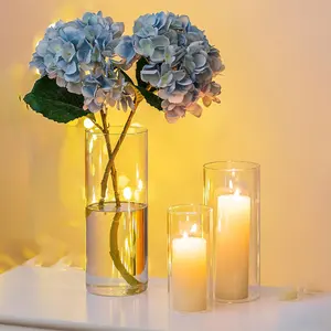 แจกันแก้วใสทรงกระบอกขนาด6 "เชิงเทียนแบบลอยสำหรับงานแต่งงานและงานวันเกิดของตกแต่งงานแต่งงานและงานปาร์ตี้ - Product Image 1