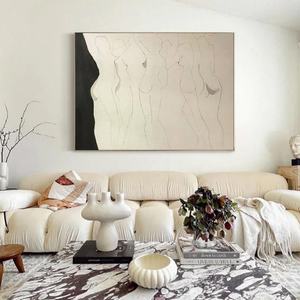 Más Serie de Figuras Abstractas en Blanco y Negro, Arte Minimalista de Figuras, Obra de Arte Texturizada Pintada a Mano, Decoración Interior para el Hogar y Hoteles - Product Image 1