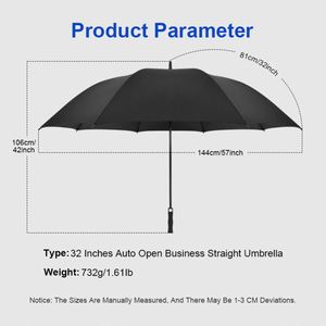 Parapluie de golf droit automatique simple couche en fibre de verre, coupe-vent et imperméable, pour affaires, soleil et pluie, avec logo, vente en gros - Product Image 3