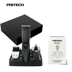 Kit de toilettage pour <span class=keywords><strong>homme</strong></span> PRITECH 5 en 1, tondeuse à cheveux professionnelle, tondeuse à barbe électrique, tondeuse à poils du nez avec charge Type-C 5W - Product Image 1