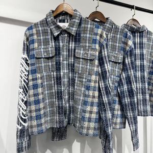 Camicia in Flanella da Uomo Personalizzata con Maniche Lunghe, Design con Inserti, Stampa Serigrafica, Strass Lucidi e Logo in Metallo Personalizzato - Product Image 1