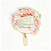 Aimant de réfrigérateur en métal, souvenir de voyage, souvenir de campus, cadeau, avec motif floral en relief émaillé Sakura, style Quicksand Window, en lot