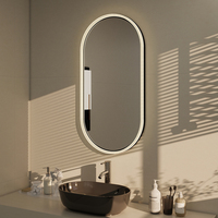 Miroir de salle de bain LED avec cadre en acrylique, anti-buée, lumière multicolore et commande tactile |   Support de la personnalisation OEM/ODM