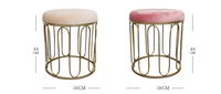 Tabouret rond en velours arc-en-ciel, repose-pied, avec doublure en fil métallique doré, style nordique, siège supplémentaire