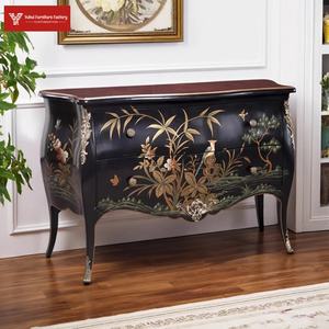 خزانة أمريكية مزينة بورق ذهبي أسود مع رسومات زهور وطيور، لغرفة المعيشة، خزانة ديكور على الطراز الصيني للردهة - Product Image 1