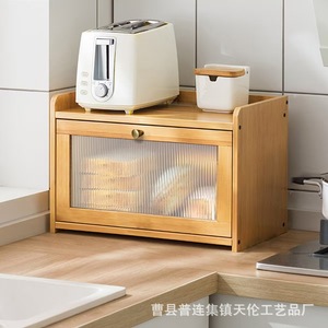 Cross-border bamboo and wood pastry storage box for home, <b>kitchen</b>, hotel, restaurant, and bread storage, dustproof and - Product Image 3