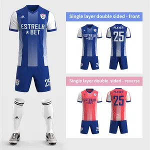 Wholesale Custom Design Reversible Wear Football Jersey And Pant Training Sport Breathable Soccer Uniform Shirt Tracksuit Sets