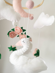 Cigno asilo nido fiori mobili a tema di cigno decorazione bambina baby shower regalo - Product Image 4