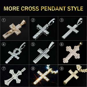 Wholesale Price 1.2Inch Moissanite <b>Cross</b> Pendant Hip Hop Style Round Brilliant Cut Moissanite 925 Silver Hip Hop Pendant - Product Image 4