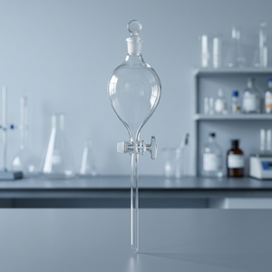 Embudo de Separación en Forma de Pera de Vidrio Borosilicato SAMCO LAB con Tapón de Vidrio Pulido y Válvula de PTFE, Personalizable OEM - Product Image 3