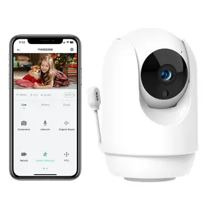 Monitor de bebé con zoom digital Ptz 5X gran angular de 360 grados con cámara de seguridad para el hogar funciona con Alexa Google Voice