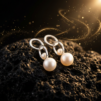 Boucles d'oreilles à double anneau en perles d'eau douce, non serties, en argent S925