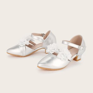 <span class=keywords><strong>Sandali</strong></span> <span class=keywords><strong>da</strong></span> Principessa <span class=keywords><strong>Argento</strong></span> Floreali con Tacco Alto per Bambine 2026 Estivi con Cinturino alla Caviglia Scavato per Feste e Matrimoni - Product Image 3