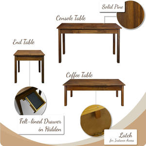 درج طاولة كيندي منزلي كاجوال ، أثاث إخفاء ، بني دافئ - Product Image 4