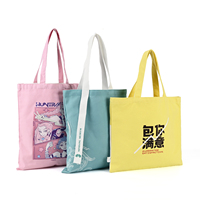 Sac fourre-tout en toile imprimé avec logo personnalisé, dessin animé, design mignon kawaii, réutilisable, en coton biologique, respectueux de l'environnement, pour femmes